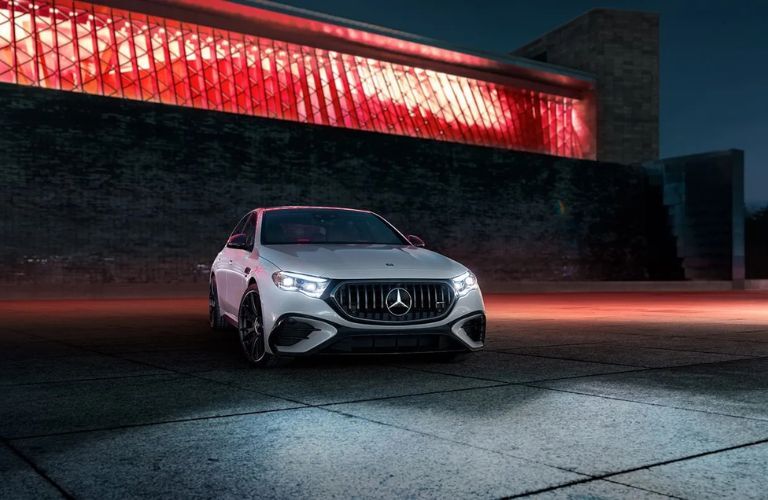 2026 Mercedes-Benz E-Class Sedan White with LED On