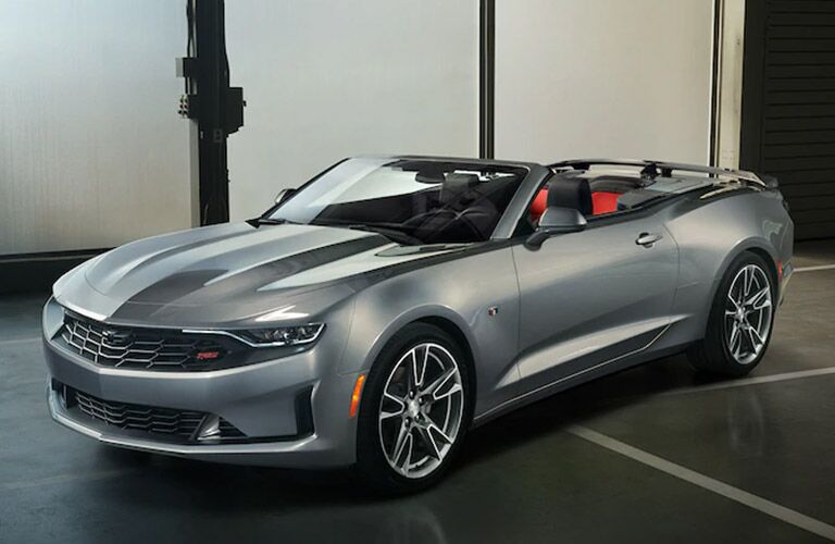 2020 Chevy Camaro convertible silver side front view