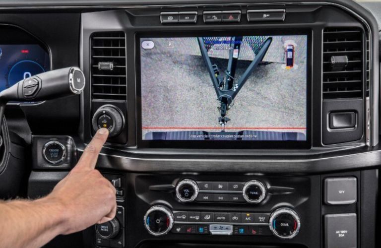 close up of the infotainment screen of a Ford F-250