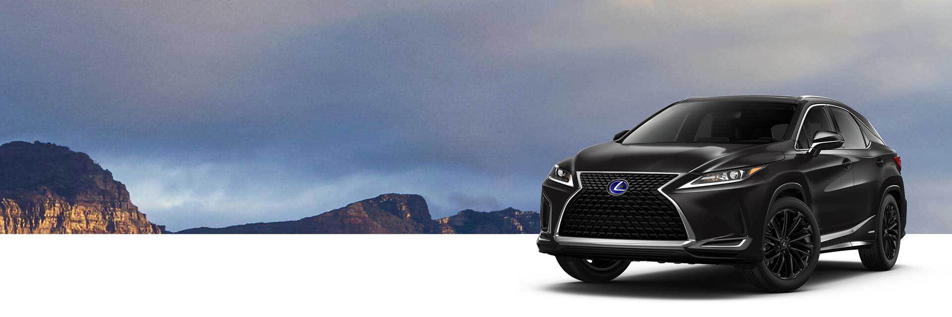 Exterior of the Lexus RXh AWD Black Line Special Edition shown in Caviar.