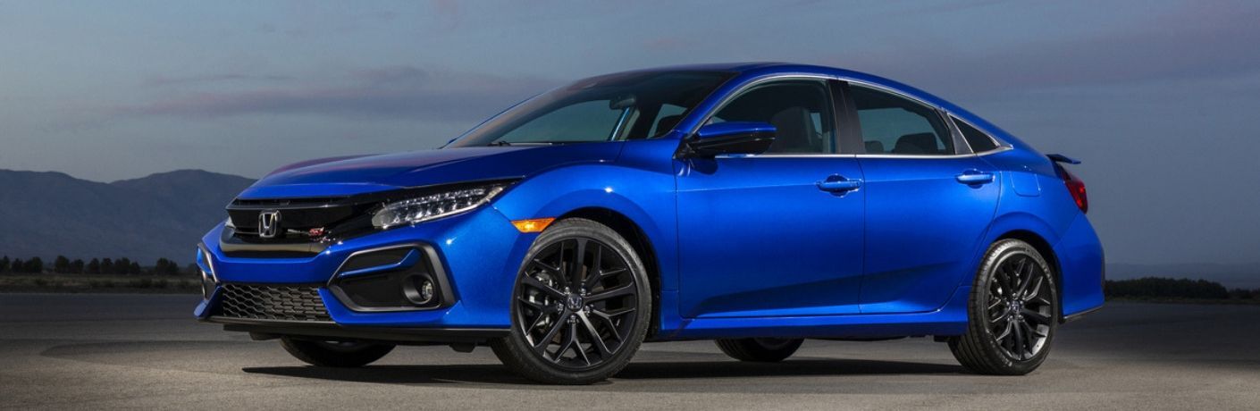 blue 2020 Honda Civic Si Sedan side view