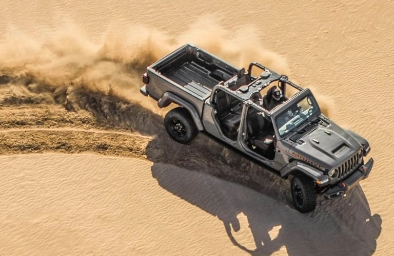 Jeep truck in a sandy terrain
