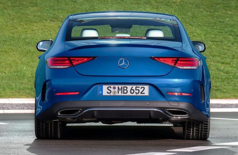 Rear view of a blue 2022 Mercedes-Benz CLS Coupe.