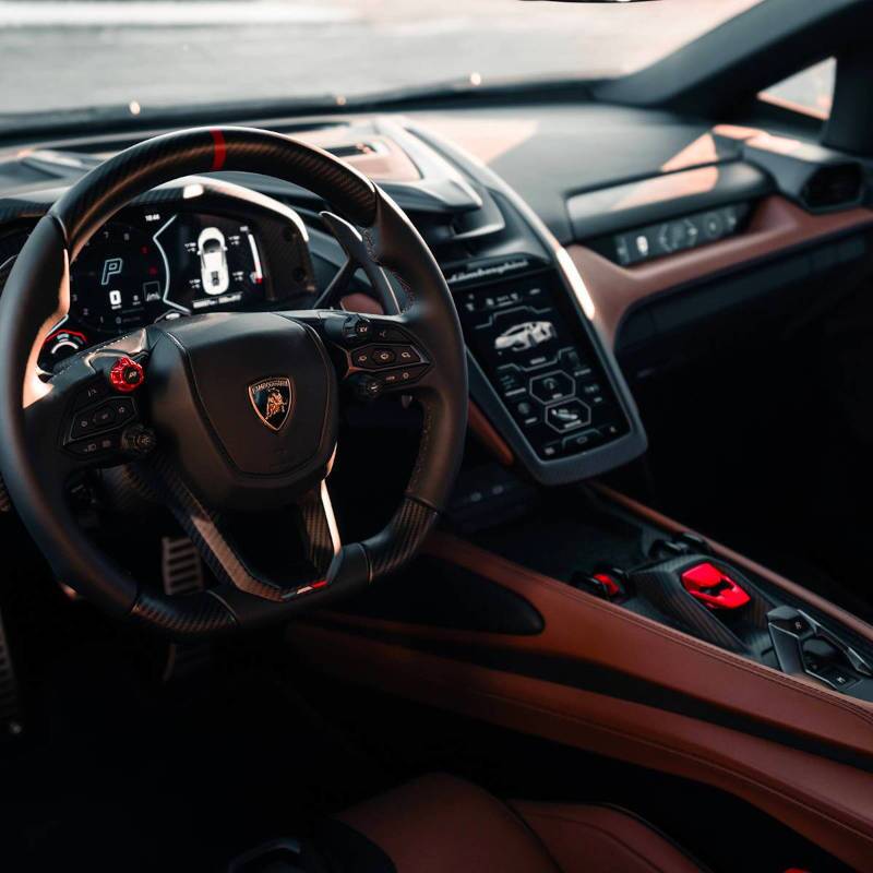 The console, displays, and controls in a Lamborghini Revuelto