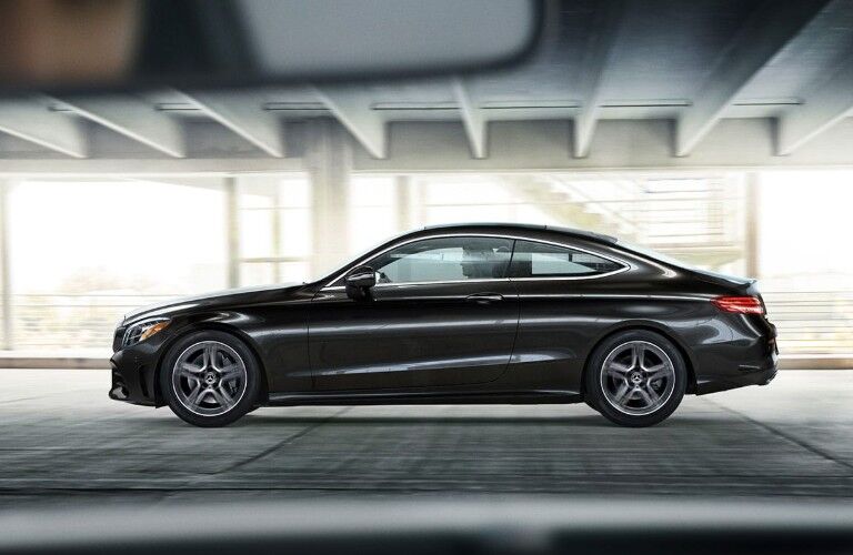 Driver angle of a black 2020 Mercedes-Benz C-Class Coupe