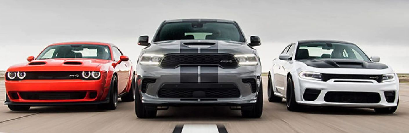 View of Dodge vehicles lined-up