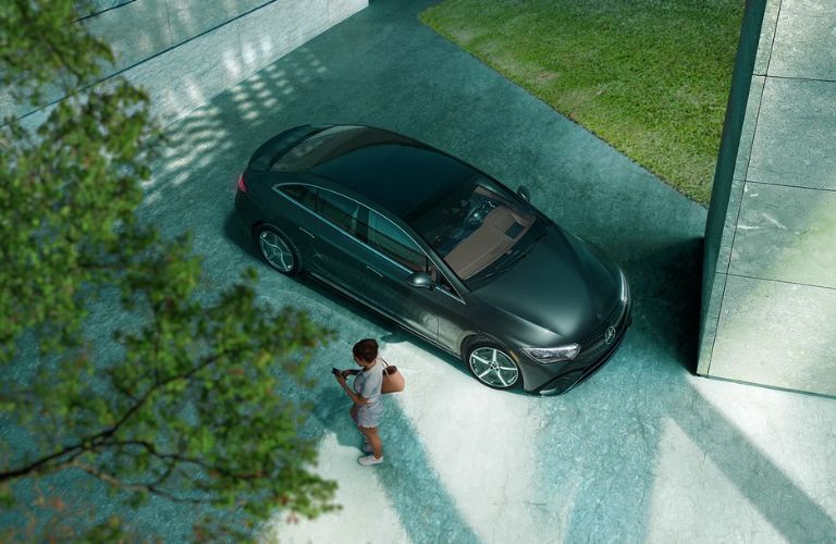 diagonal front view image of the 2025 Mercedes-Benz EQE Sedan