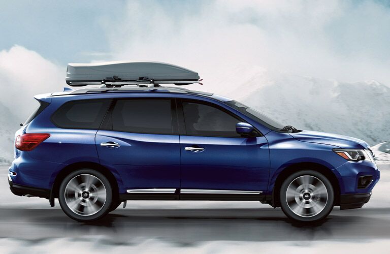 2020 Nissan Pathfinder with a roof rack attached