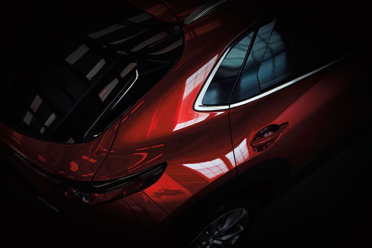 An overhead view of the rear liftgate of a Mazda CX-30 in San Juan, CA
