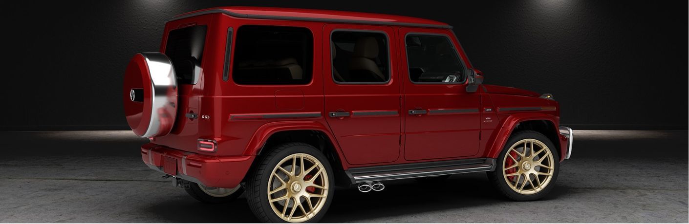 Rear-quarter view of the 2027 Mercedes-Benz G-Class SUV Red