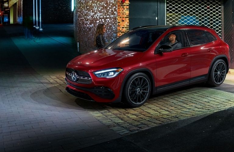 2022 Mercedes-Benz GLA SUV parked near a building at night