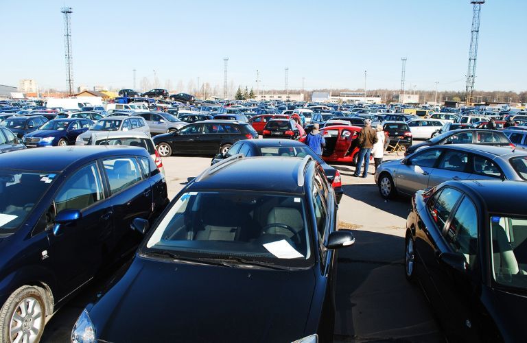 Used cars in a parking lot