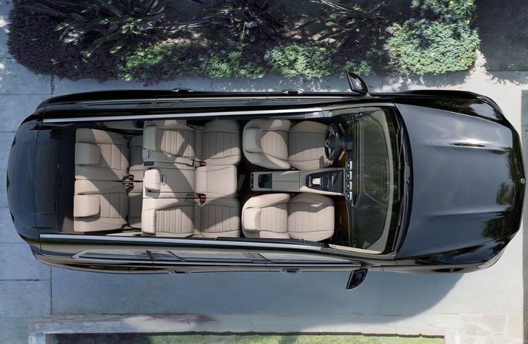 Top angle view of the 2022 Mercedes-Benz GLS SUV with open sunroof