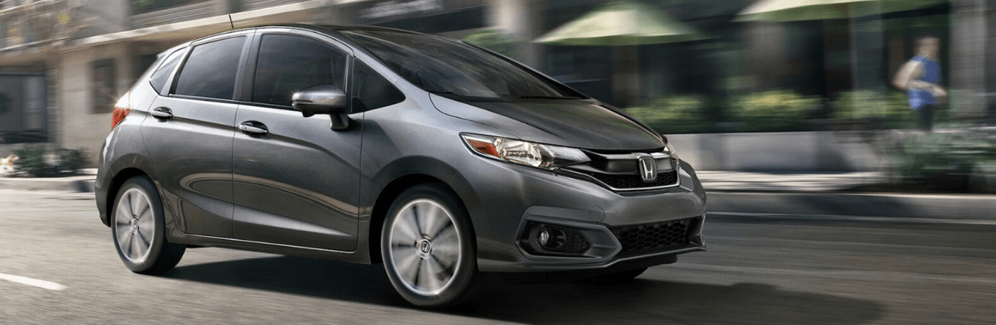 Gray 2020 Honda Fit on a City Street