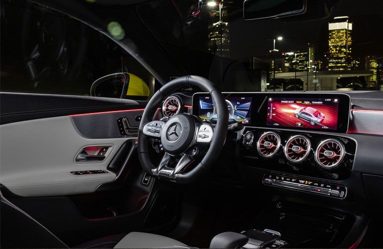 2020 MB CLA interior front cabin steering wheel and dashboard