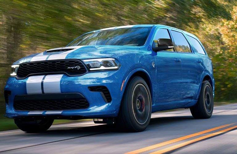 2024 Dodge Durango Blue driving on the road