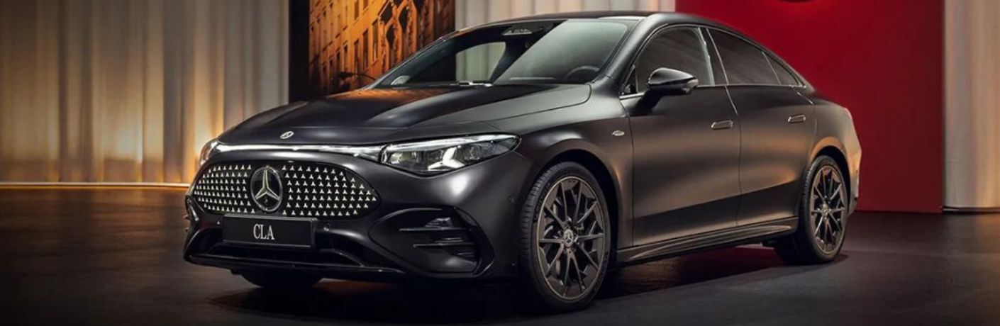 Front-quarter view of the 2026 Mercedes-Benz CLA Sedan Black