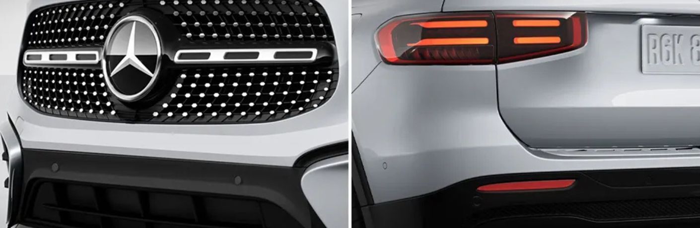 an image of the front grille and rear lights of the 2025 Mercedes-Benz GLB SUV