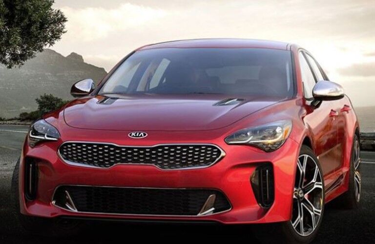 Exterior front and side of the 2021 Kia Stinger