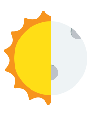 Half sun and half moon icon