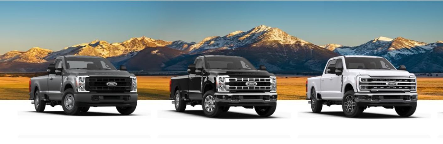 2026 F-350 Super Duty front view in front of mountains