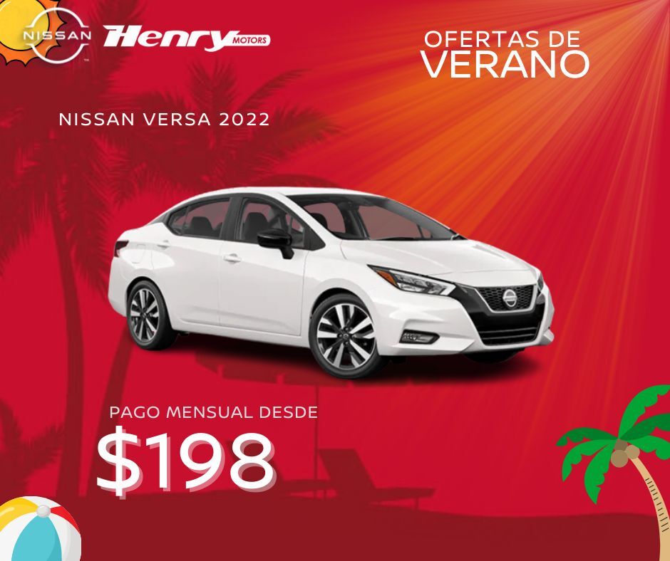 2022 Versa S (VES-2204). Precio de Venta $21,995. Pronto $8,000. Pago mensual $198 al 5.09% APR a un término de 84 meses. Financiado a través de Oriental Bank. Sujeto a Aprobación, Ciertas restricciones aplican.