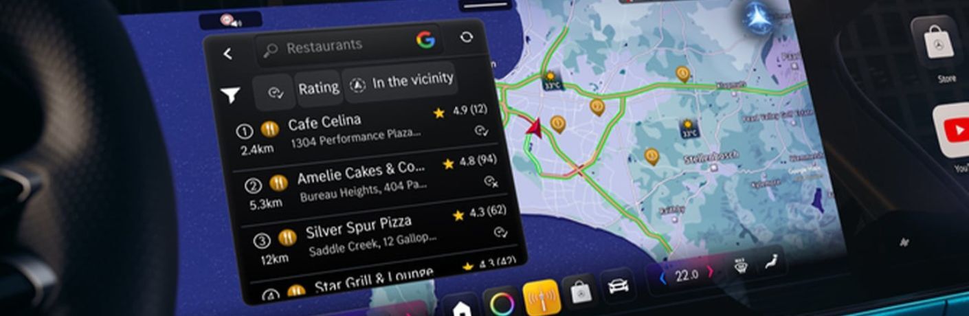 a navigation system in a car close up