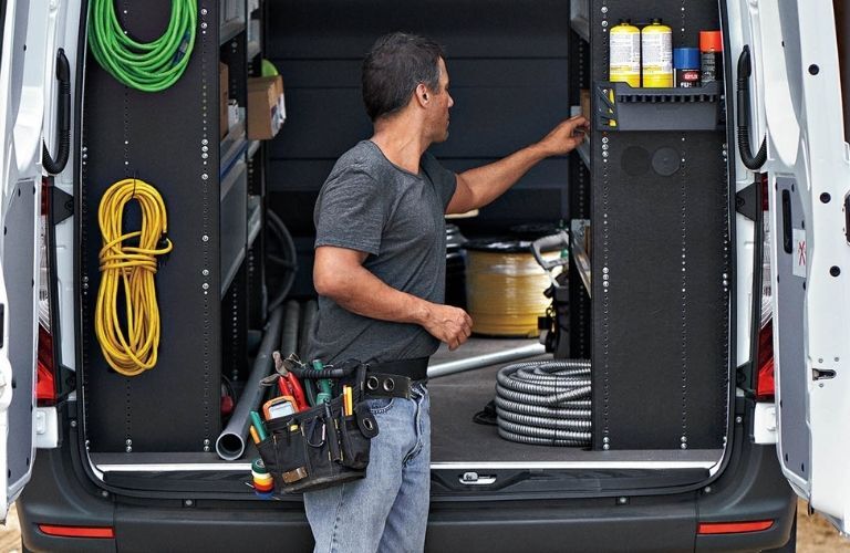 2021 MB Sprinter Cargo Van with back gate open