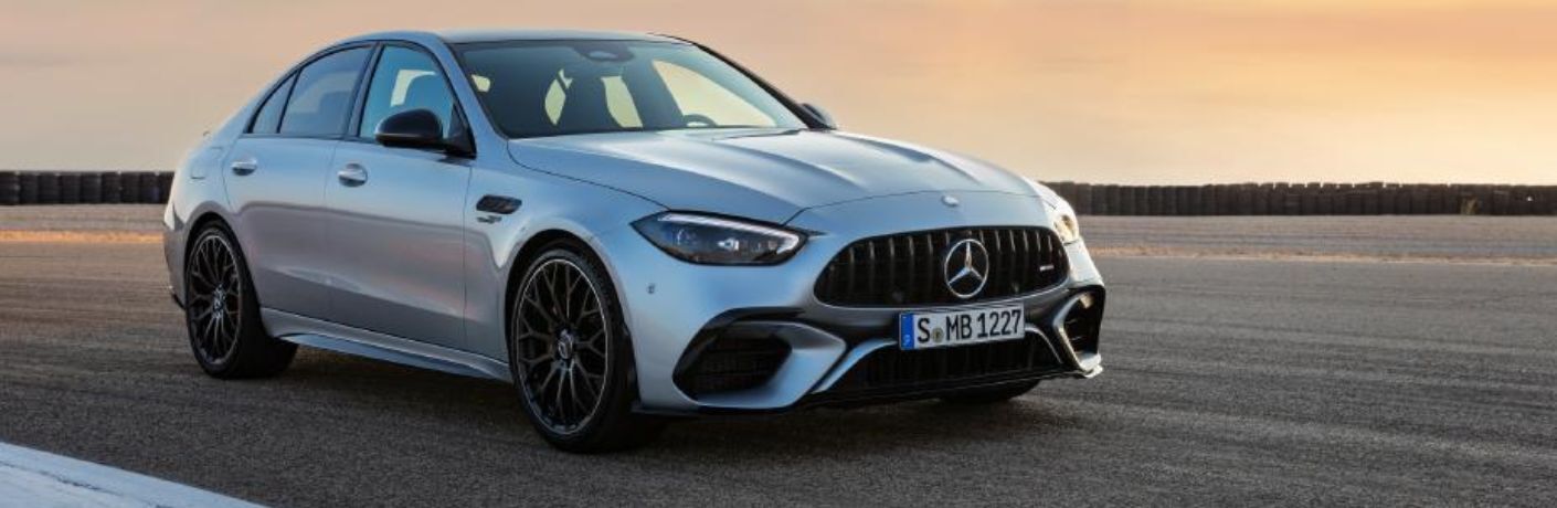 Front_side view of the 2024 Mercedes-AMG C 63 S E Performance parked