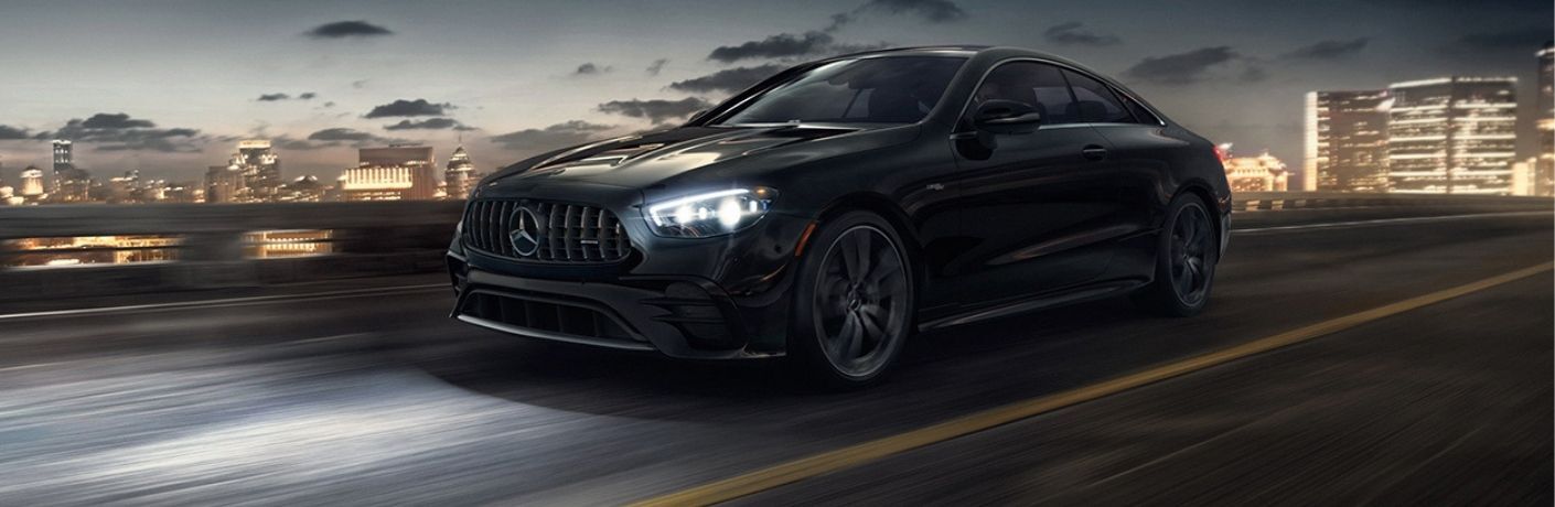 2022 Mercedes-AMG E 53 Coupe in black driven on road