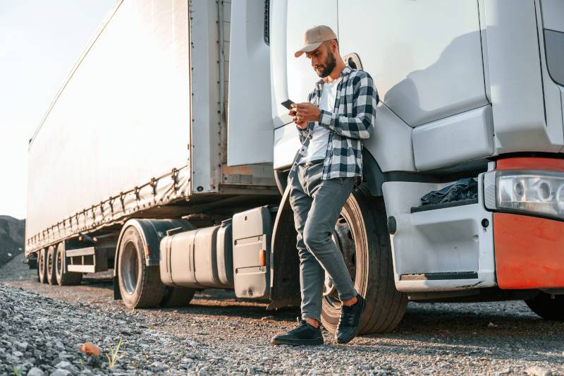 A man fueling his pre-owned heavy truck near Tampa, FL.