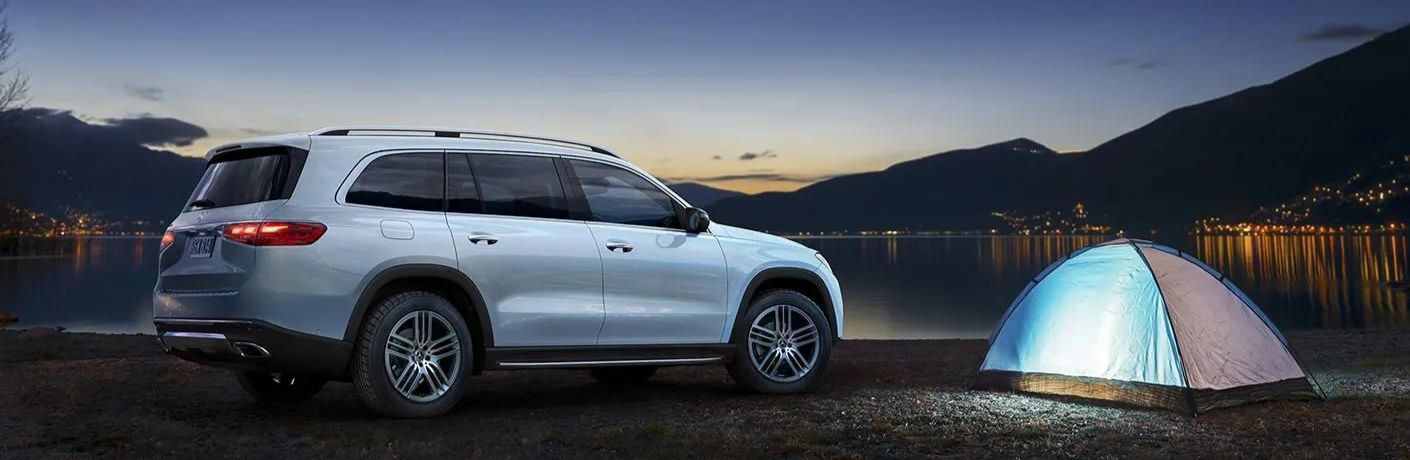 2024 Mercedes-Benz GLS 580 4MATIC SUV parked near camp site