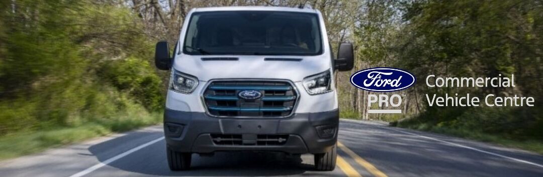 Ford Transit Van front view on a road