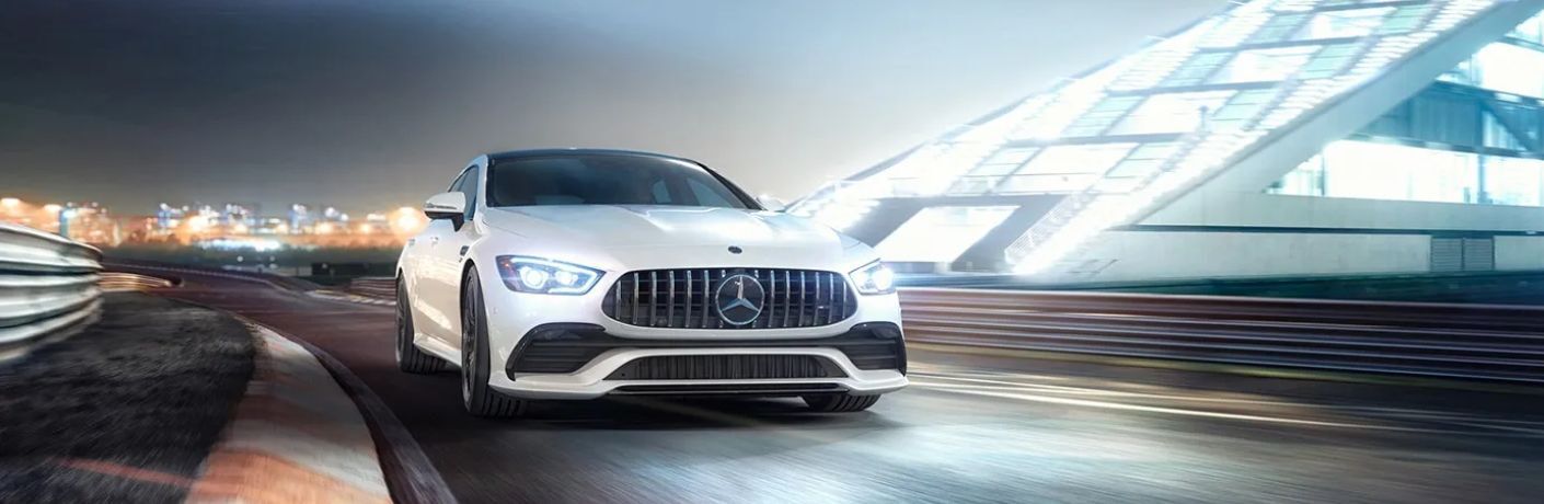 Front view of the 2024 Mercedes-Benz AMG® GT 43 Coupe on road