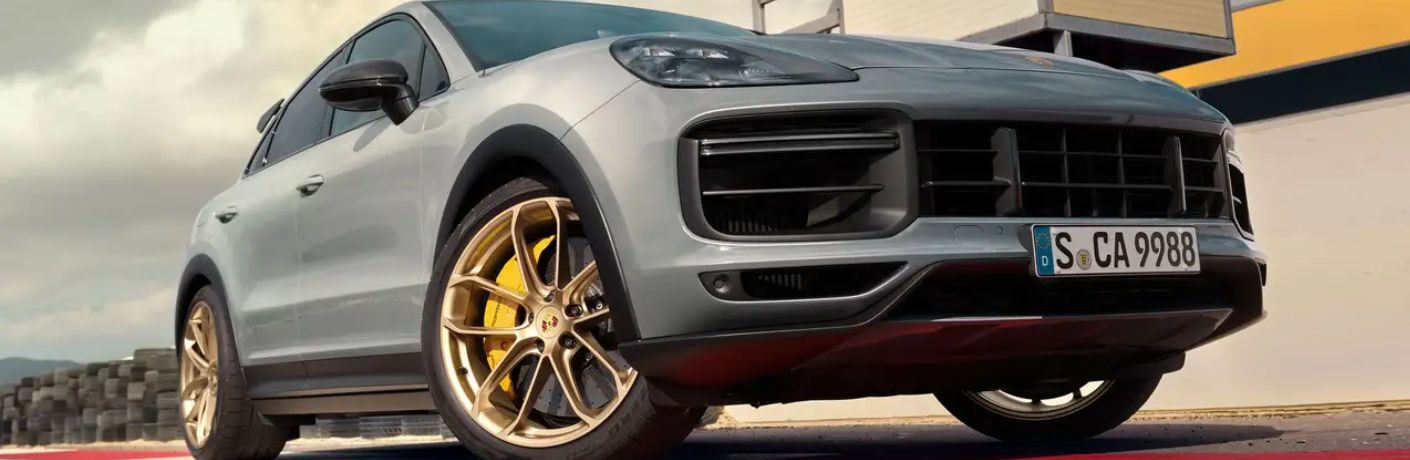 Low-angled front shot of the 2023 Porsche Cayenne