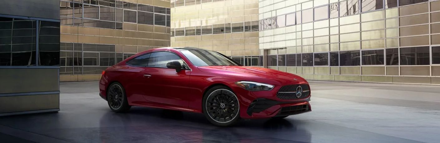 Front-quarter view of the 2024 Mercedes-Benz CLE 450 4MATIC Coupe