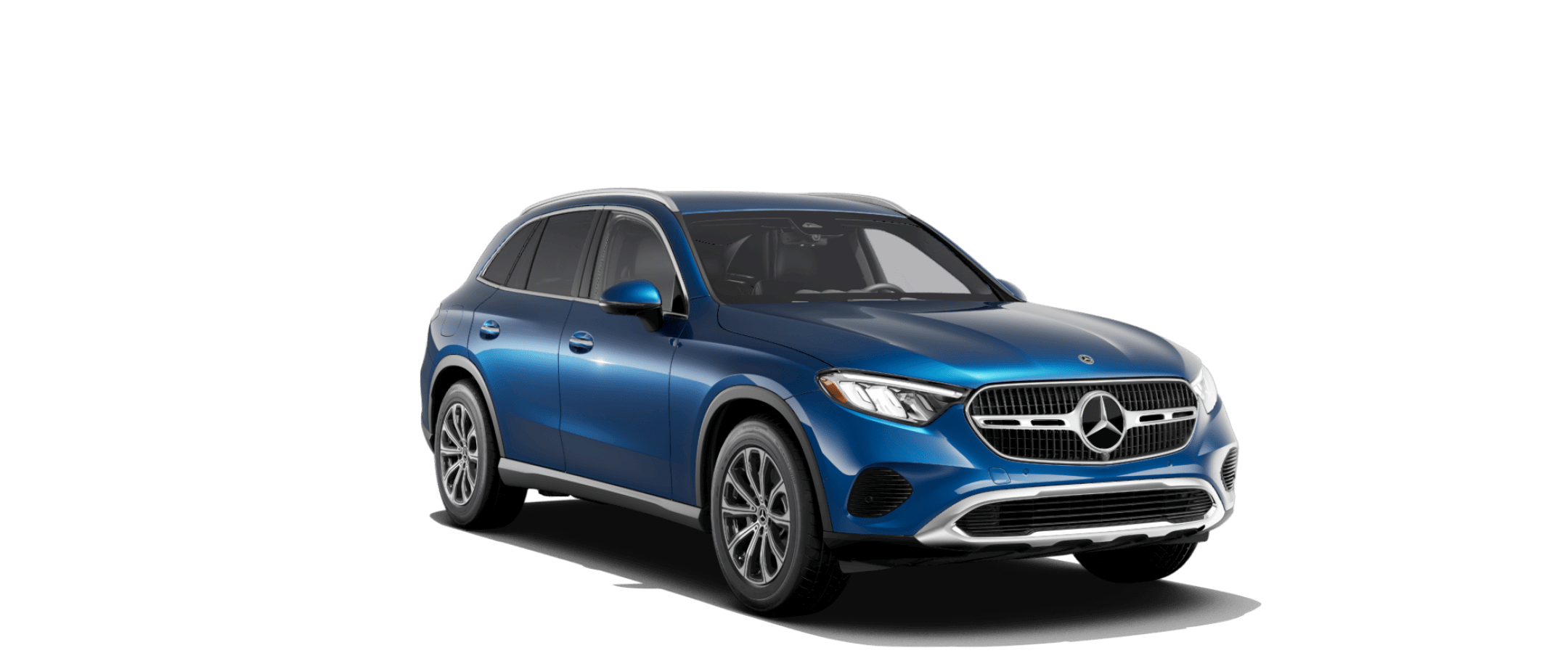 blue 2026 Mercedes-Benz GLC front and side angle