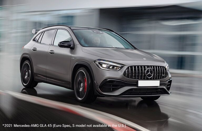 2021 MB GLA exterior front fascia passenger side blurred background