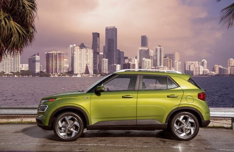 2022 Hyundai Venue parked with the city line in the  background