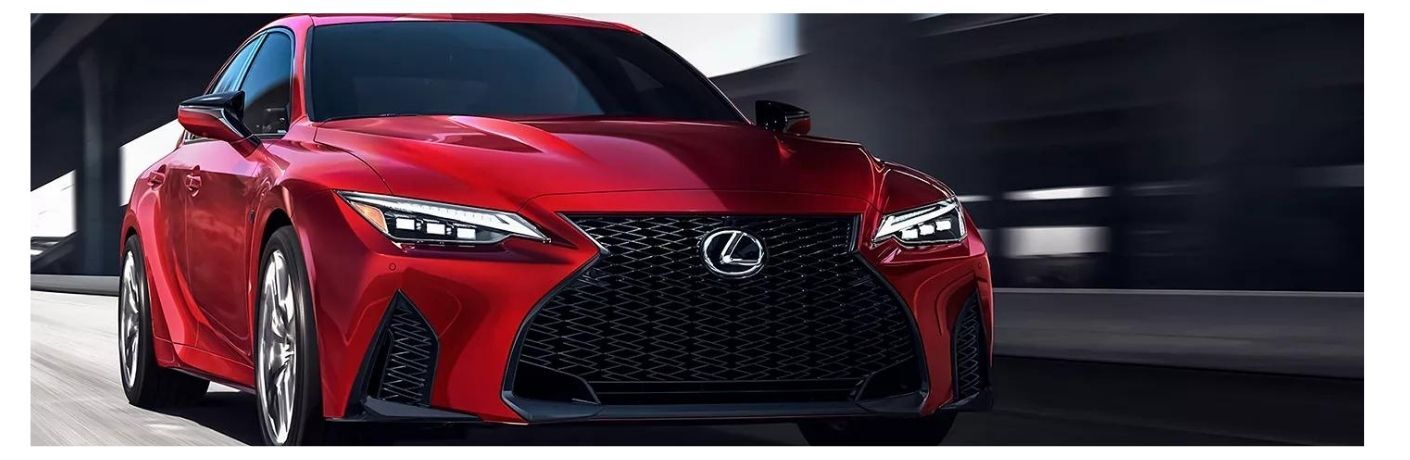 Front view of a red lexus car