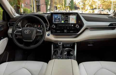 2022 Toyota Highlander steering wheel and dashboard
