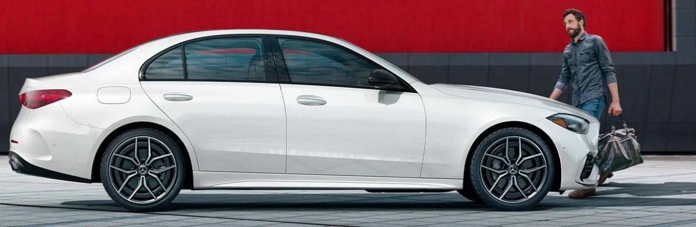 Side view of the 2025 Mercedes-Benz C-Class Sedan White