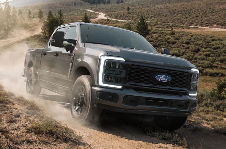 2027 Ford Super Duty truck on a dirt trail