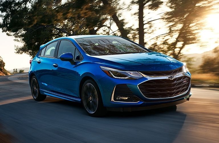 Used Chevrolet Cruze Blue driving on the road