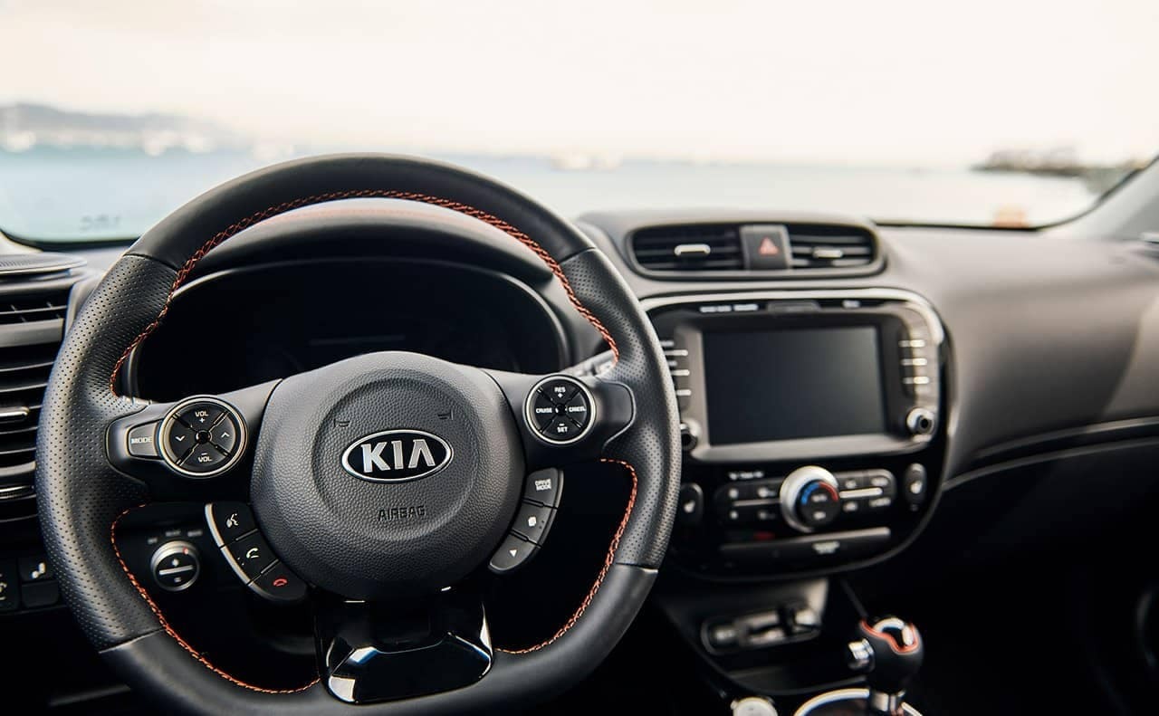 steering wheel and dash in 2019 Kia Soul