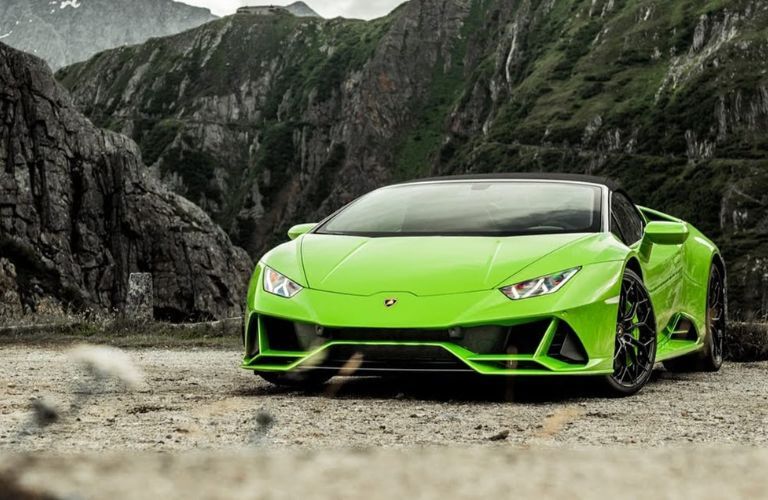 Lamborghini Convertible parked off-road
