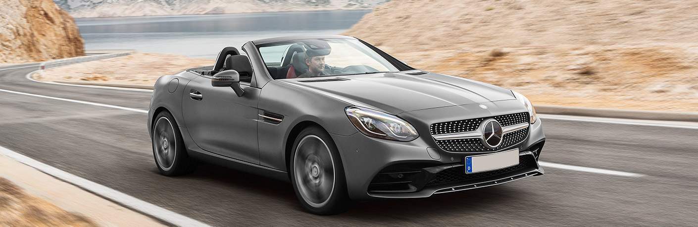 2018 SLC Roadster in grey with the top down