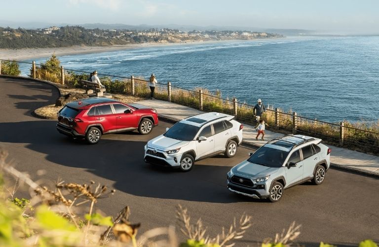 Toyota SUVs parked near backwaters