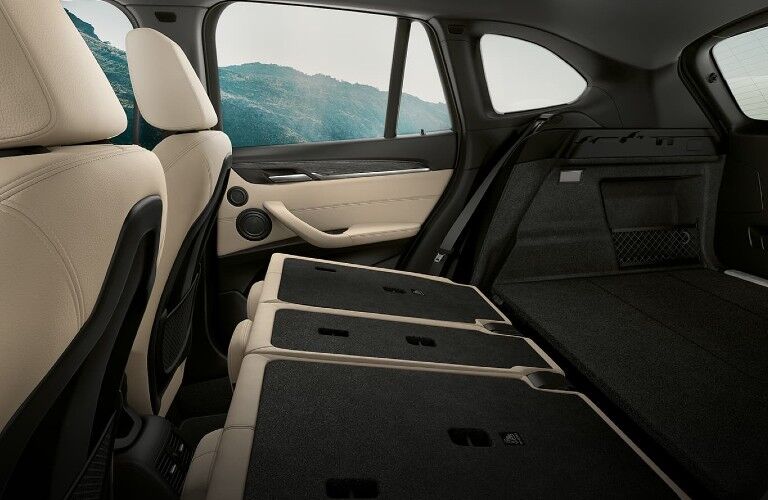 2021 BMW X1 interior back seats folded down