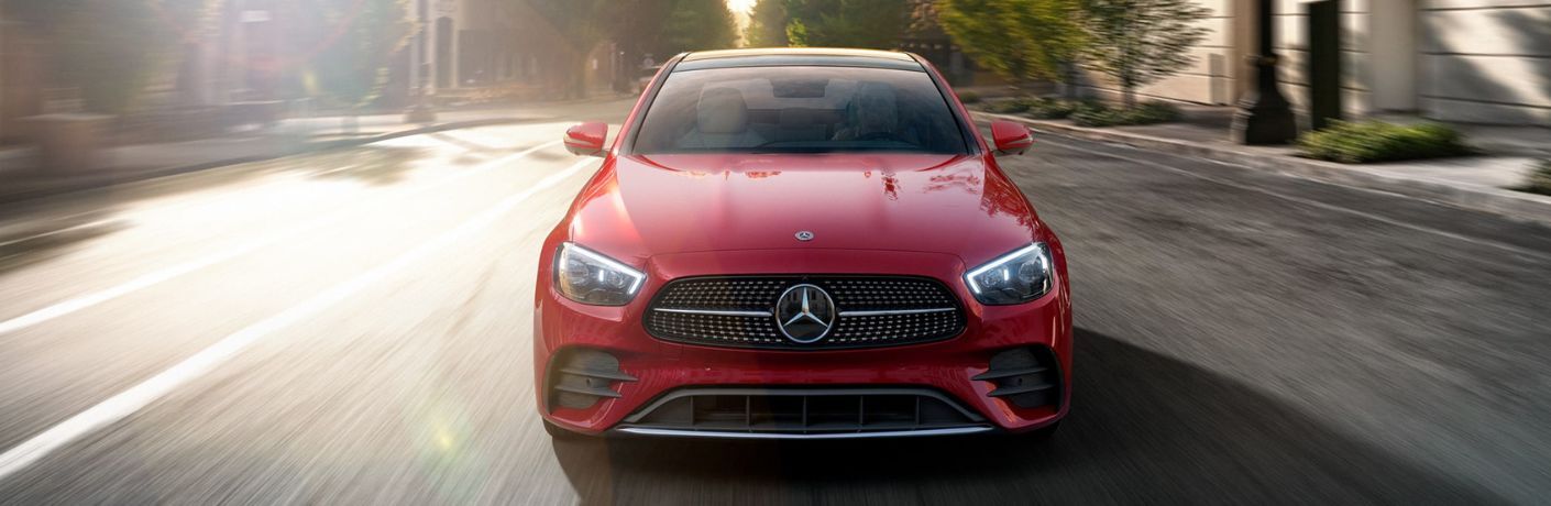2022 Mercedes-Benz E-Class Red driving on the road